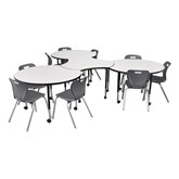 Structure Series Crescent & Cog Mobile Collaborative Table w/ Whiteboard Top Set