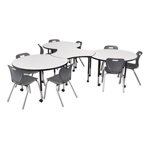 Crescent & Cog Mobile Collaborative Table w/ Whiteboard Top Set (chairs not included)