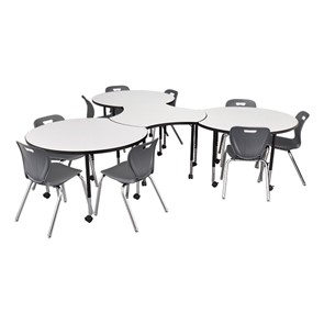 Structure Series Crescent & Cog Whiteboard Collaborative Table Set