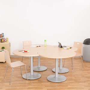 Crescent Pedestal Café Table w/ Round Base - Grouped