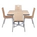 Square Pedestal Café Table and Bentwood Stack Café Chair Set - Natural oak