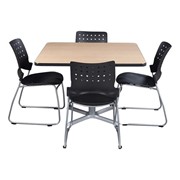 Square Pedestal Café Table and Ballard Stack Café Chair Set