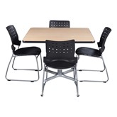 Square Pedestal Café Table and Ballard Stack Café Chair Set