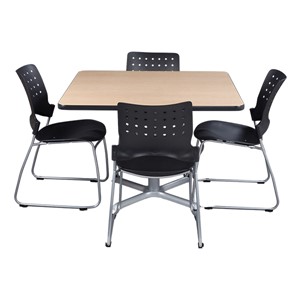 Square Pedestal Café Table and Ballard Stack Café Chair Set