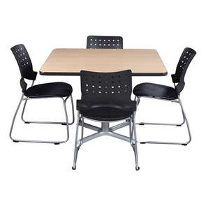 Square Pedestal Café Table and Ballard Stack Café Chair Set