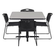Square Pedestal Café Table and Heavy-Duty Stack Chair Set