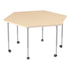 Structure Series Mobile Hex Collaborative Table w/ Thermofused Laminate Top - Maple Top & Maple Edge