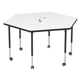 Structure Series Mobile Hex Collaborative Table w/ Whiteboard Top