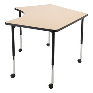 Structure Series Boomerang Mobile Collaborative Table w/ Laminate Top - Maple