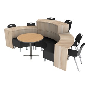 Shapes Series Curved Media Tables w/ Cafe Table & Seating