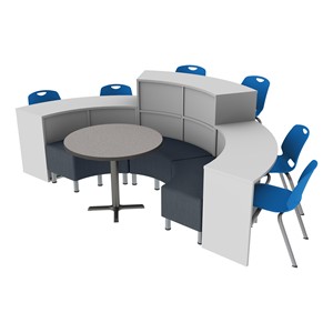 Shapes Series Curved Media Table w/ Cafe Table & Seating