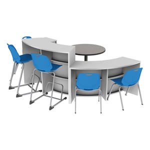 Shapes Series Curved Media Table w/ Cafe Table & Seating