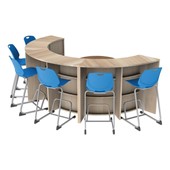 Shapes Series Curved Media Table Half Circle w/ Café Table & Seating