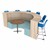 Shapes Series Curved Media Table Half Circle w/ Cafe Table & Seating (42" Table Height)