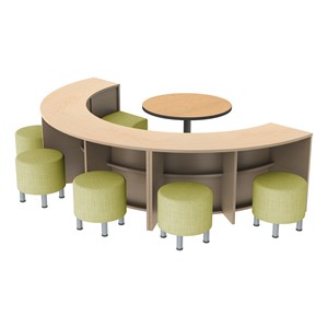 Shapes Series II Modular Soft Seating - Cylinder - Shown w/ Curved Shelving & Cafe Table (not included)