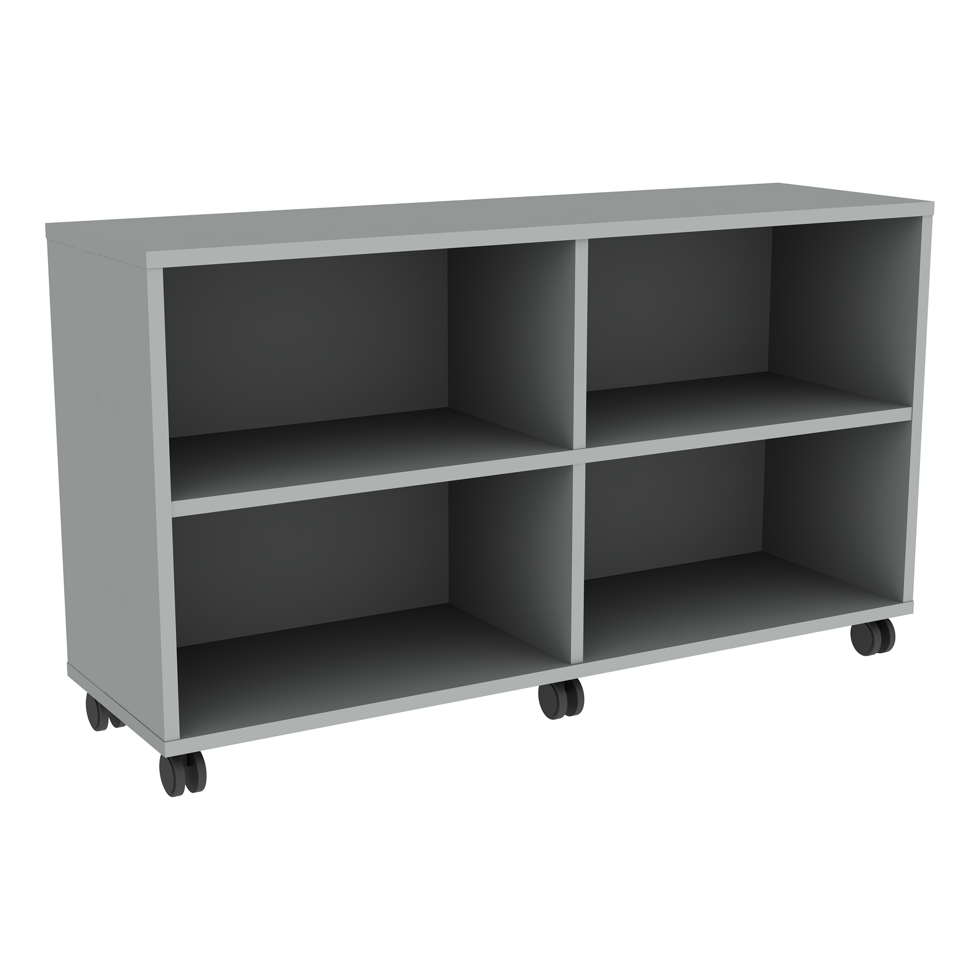 Shapes Series Straight Mobile Shelving (Four Openings) - Gray