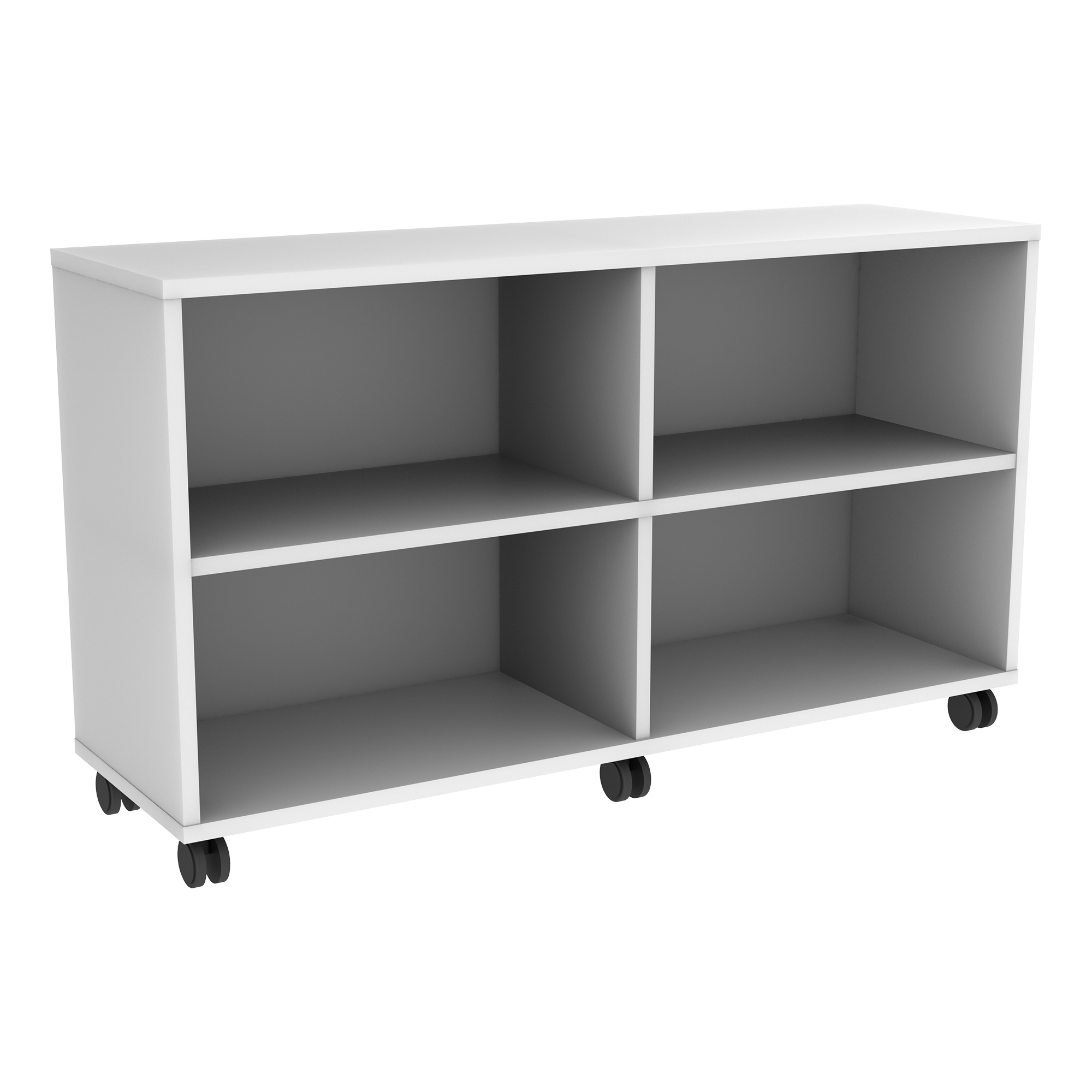 Shapes Series Straight Mobile Shelving (Four Openings) - White