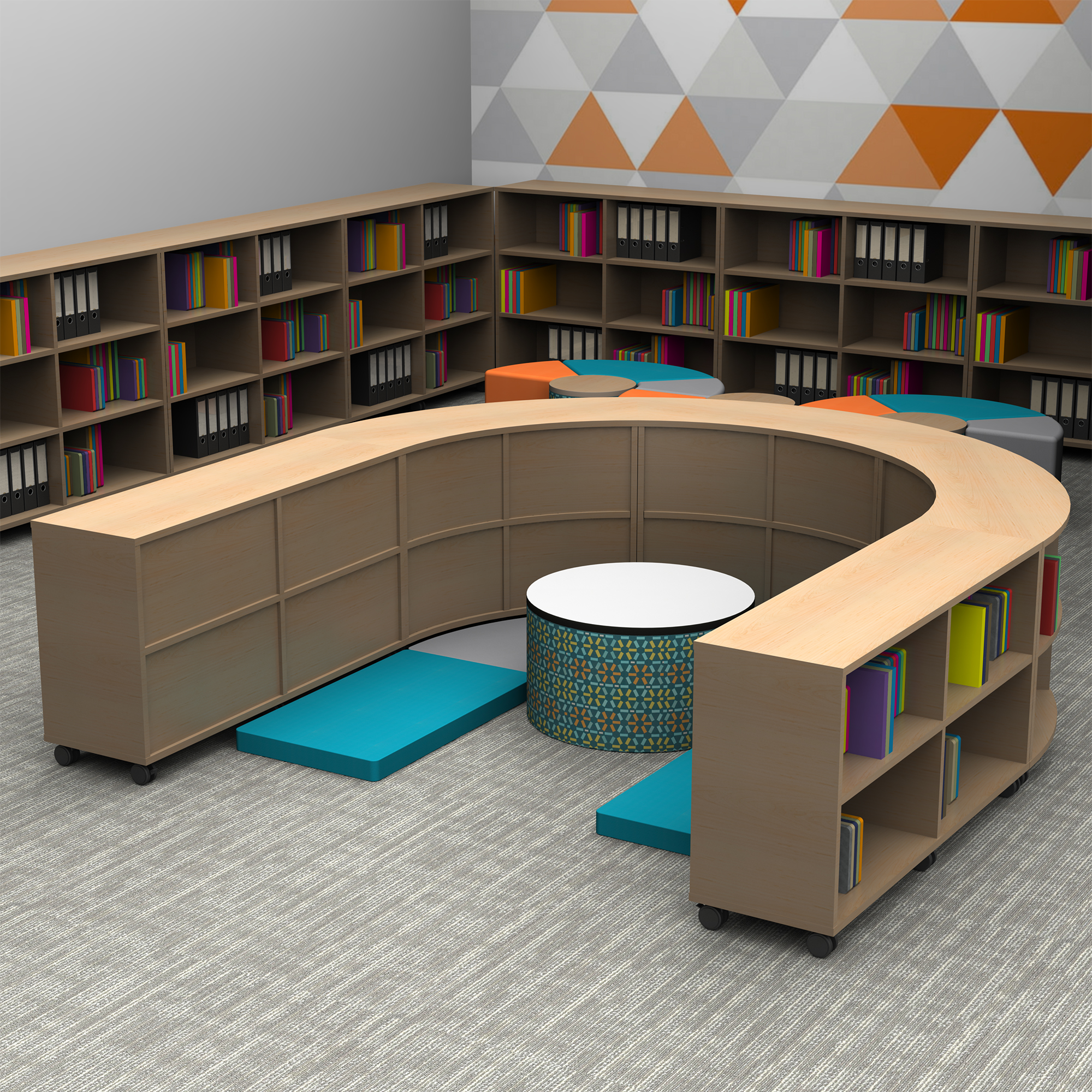 Shapes Series Straight & Curved Mobile Shelving Units