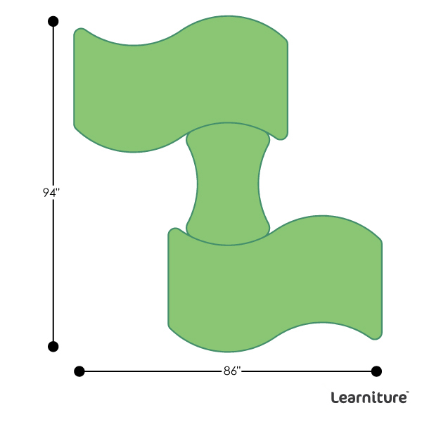 Structure Series Mobile Wave Collaborative Whiteboard Table - Grouped Footprint