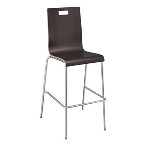 Round Pedestal Stool-Height Cafe Table and Bentwood Stack Cafe Stool Set - Chair