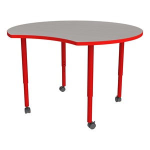 Shapes Accent Series Crescent Collaborative Table - Cosmic Strandz Top w/ Red Legs