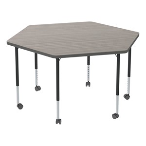 Structure Series Mobile Hex Collaborative Table w/ Laminate Top - Cosmic Strandz Top w/ Charcoal Edge & Black Legs
