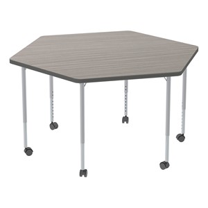 Structure Series Mobile Hex Collaborative Table w/ Laminate Top - Cosmic Strandz Top w/ Charcoal Edge & Silver Mist Legs