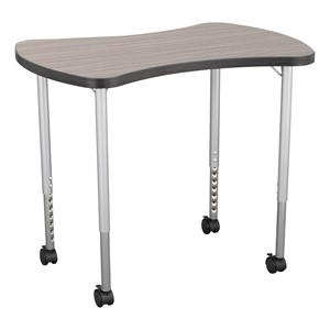 Structure Series Bow Tie Mobile Collaboration Table w/ Laminate Top - Cosmic Strandz Top w/ Charcoal Edge & Silver Mist Legs