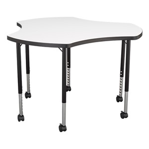 Crescent & Cog Mobile Collaborative Table w/ Whiteboard Top Set - Cog