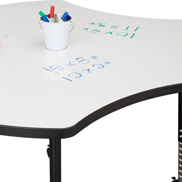 Crescent & Cog Mobile Collaborative Table w/ Whiteboard Top Set - Whiteboard tabletop
