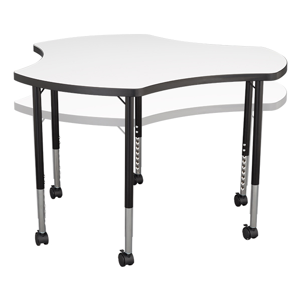Crescent & Cog Mobile Collaborative Table w/ Whiteboard Top Set - Cog- Adjustability