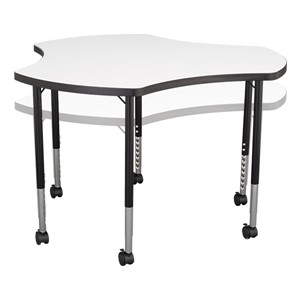 Crescent & Cog Mobile Collaborative Table w/ Whiteboard Top Set - Cog- Adjustability