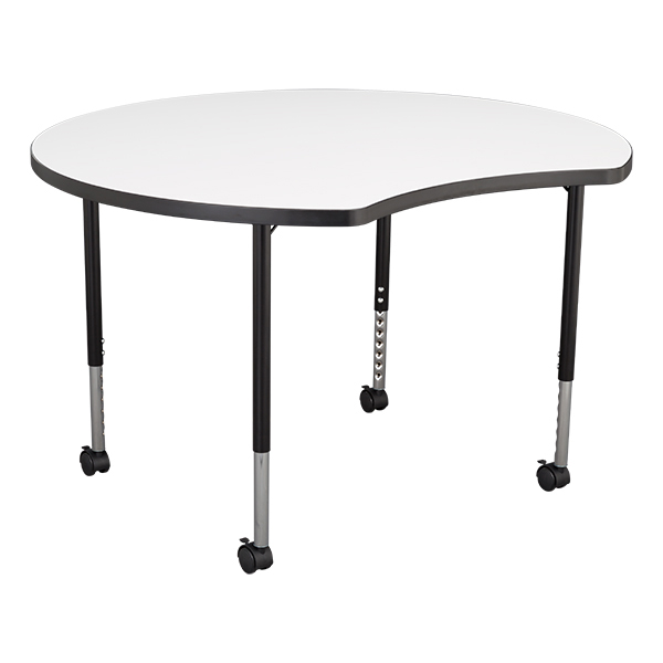 Crescent & Cog Mobile Collaborative Table w/ Whiteboard Top Set - Crescent