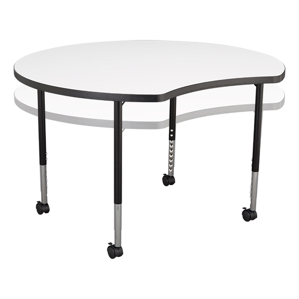 Crescent & Cog Mobile Collaborative Table w/ Whiteboard Top Set - Crescent - Adjustability