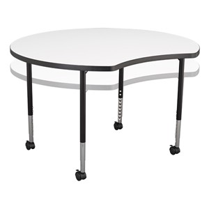 Crescent & Cog Mobile Collaborative Table w/ Whiteboard Top Set - Crescent - Adjustability