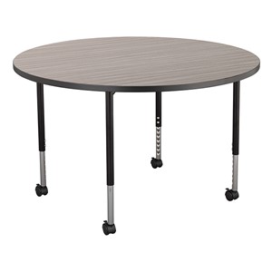 Structure Series Round Mobile Collaboration Table w/ Laminate Top - Cosmic Strandz Top w/ Charcoal Edge & Black Legs