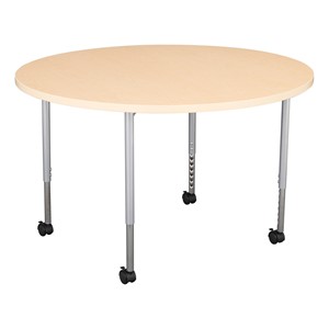 Round Mobile Collaboration Table w/ Laminate Top - Maple