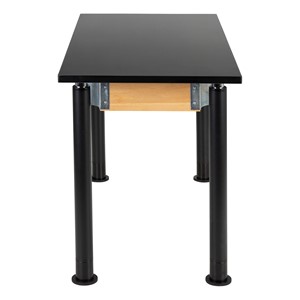 Adjustable-Height Science Lab Table w/ Black Legs & Chemical Resistant Top (24" W x 48" L)
