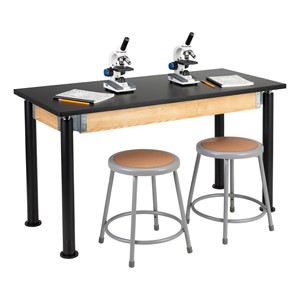 Adjustable-Height Science Lab Table w/ Black Legs & Chemical Resistant Top (24" W x 54" L)