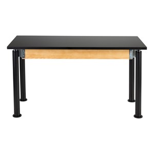 Adjustable-Height Science Lab Table w/ Black Legs & Chemical Resistant Top (24" W x 54" L)