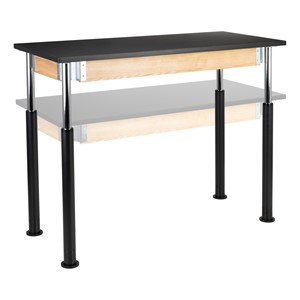 Adjustable-Height Science Lab Table w/ Black Legs & Chemical Resistant Top (24" W x 60" L)