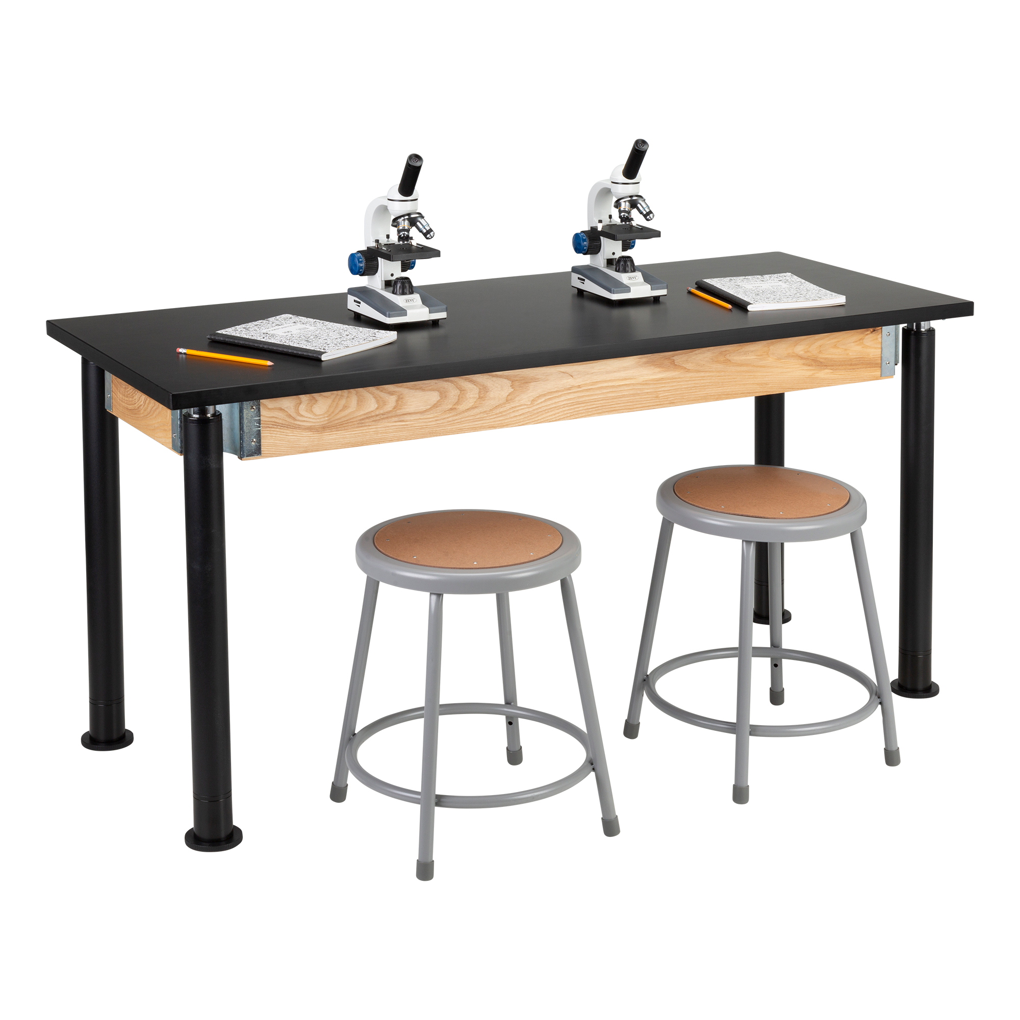 Adjustable-Height Science Lab Table w/ Chemical Resistant Top & Black Legs