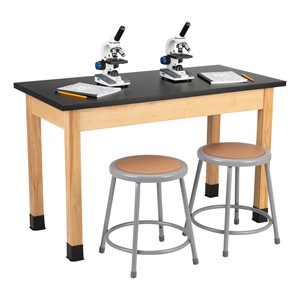 Science Lab Table w/ Wood Legs & Chemical Resistance Top (24" W x 48" L)