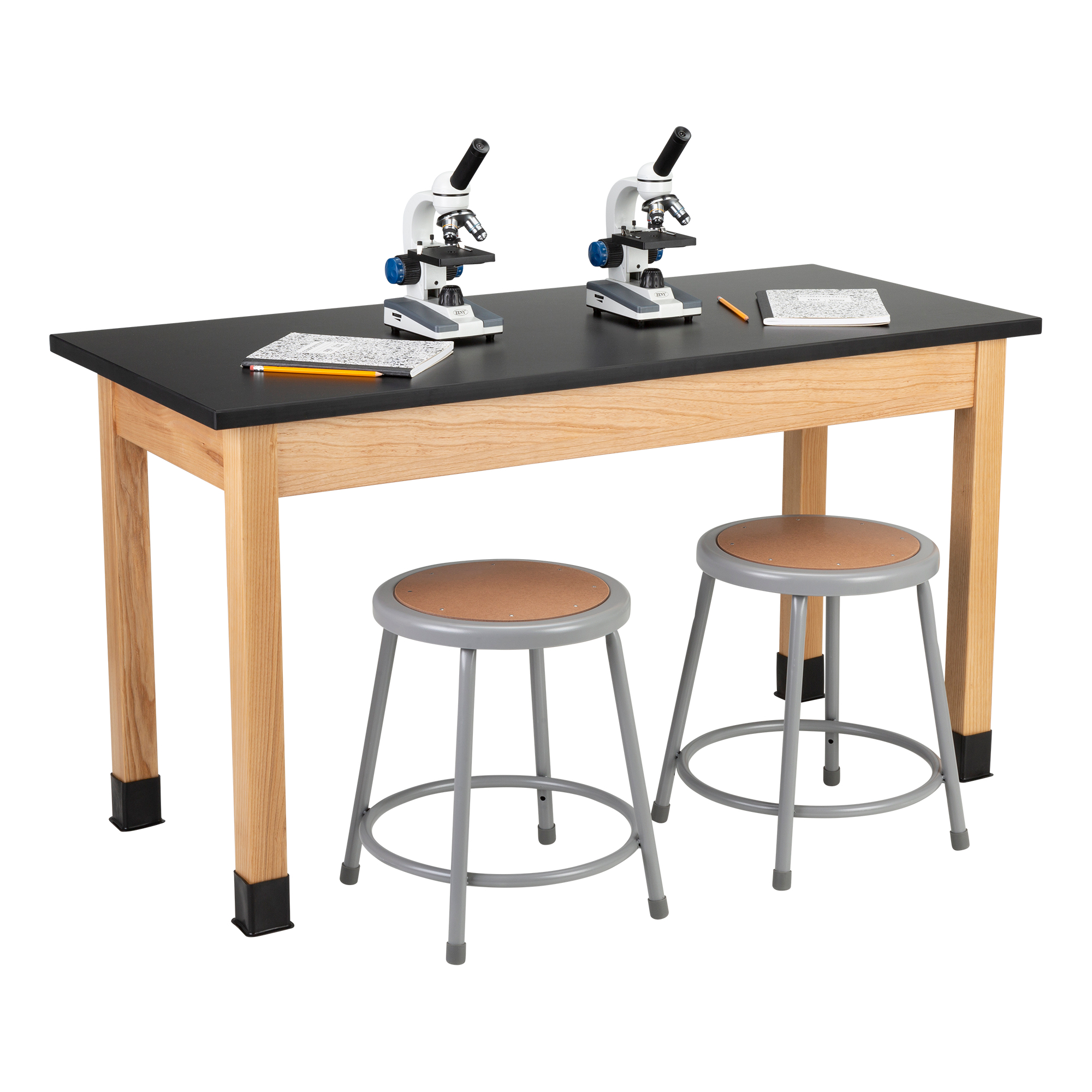 Science Lab Table w/ Wood Legs & Chemical Resistance Top (24" W x 54" L)