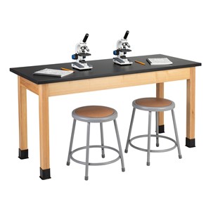 Science Lab Table w/ Chemical Resistance Top & Wood Legs