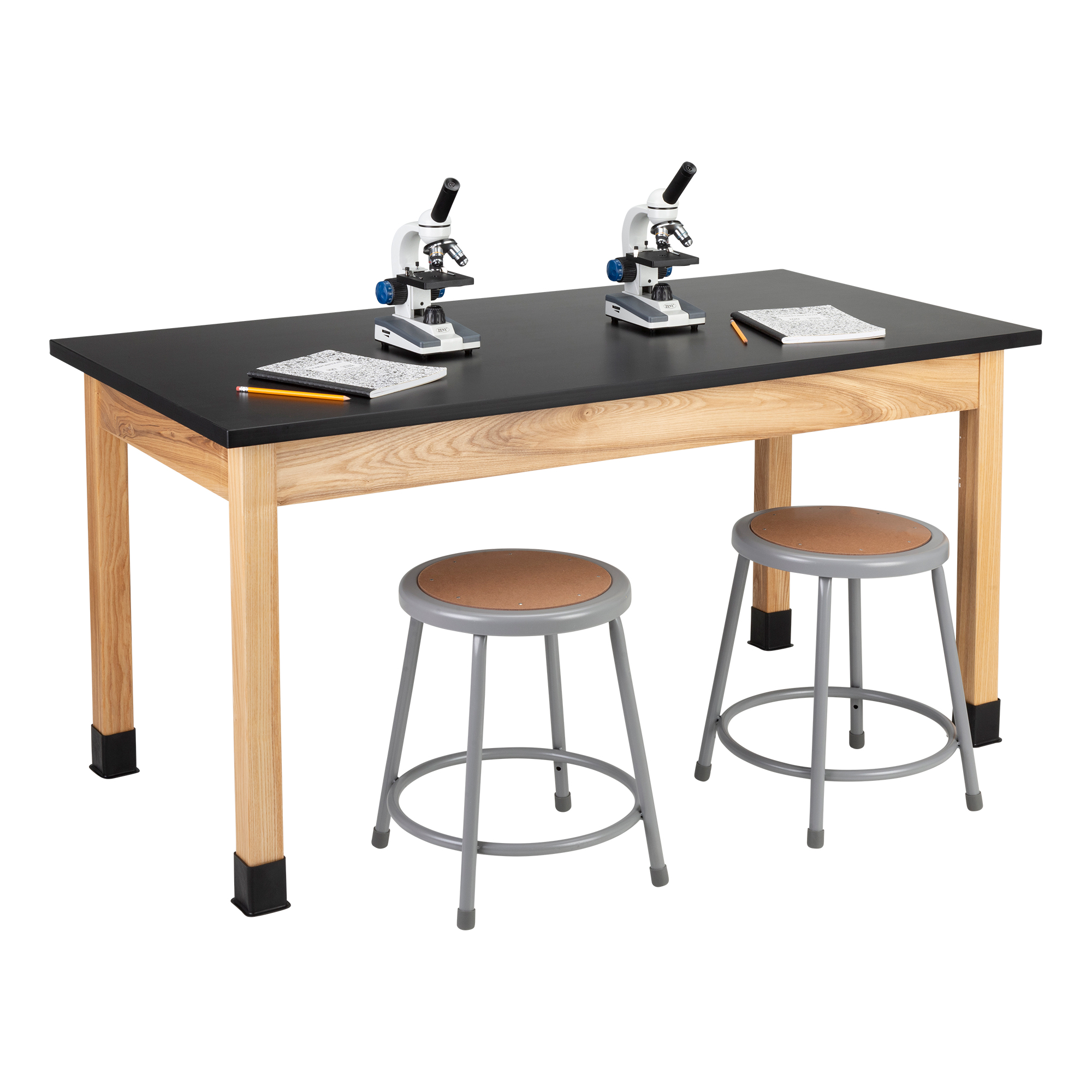 Science Lab Table w/ Wood Legs & Chemical Resistance Top (30" W x 60" L)