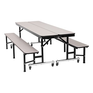 Mobile Convertible Bench Table w/ Particleboard Core - Quick Ship - Gray Nebula - Two Tables Shown