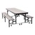 Mobile Convertible Bench Table w/ Particleboard Core - Quick Ship - Gray Nebula - Two Tables Shown