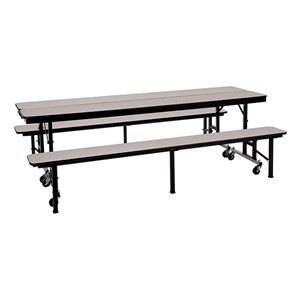 Mobile Convertible Bench Table w/ Particleboard Core - Quick Ship - Gray Nebula - Two Tables Shown
