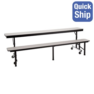 Mobile Convertible Bench Table w/ Particleboard Core - Quick Ship - Gray